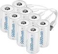 1.5V D Size Cell Battery for Flashlight Toys & floodlight,Lithium D Batteries Rechargeable 8 Pack, Rechargeable D Size Batteries with USB-C 4 in 1 Charging Cable.