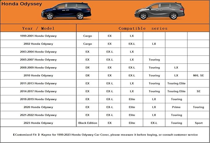Kayme 6 Layers Car Cover Custom Fit for Honda Odyssey (1999-2025) Waterproof All Weather for Automobiles, Outdoor Full Cover Rain Sun UV Protection.Silver