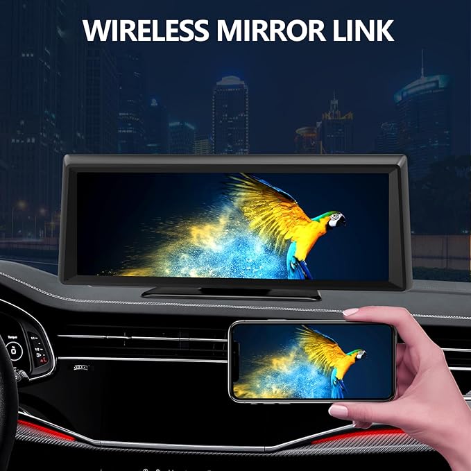 Wireless CarPlay Screen with 2K Dash Cam, 8.1" Portable Touchscreen Car Stereo with CarPlay & Android Auto, 1080P Backup Camera, Voice Control, Bluetooth, Mirror Link, GPS Navigation