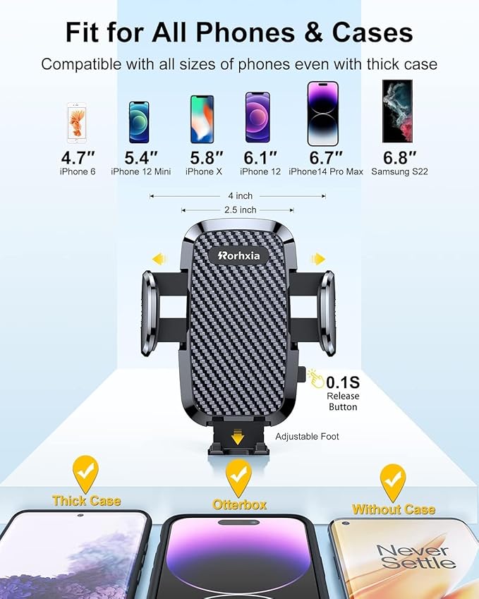 3-in-1 Car Phone Mount [2025 Upgraded Suction Cup] - Dashboard/Vent/Windshield, 60LBS Strong Hold, 360° Rotation, Thick Case Friendly - Fit iPhone 14/Samsung Galaxy & All Phones (Black)