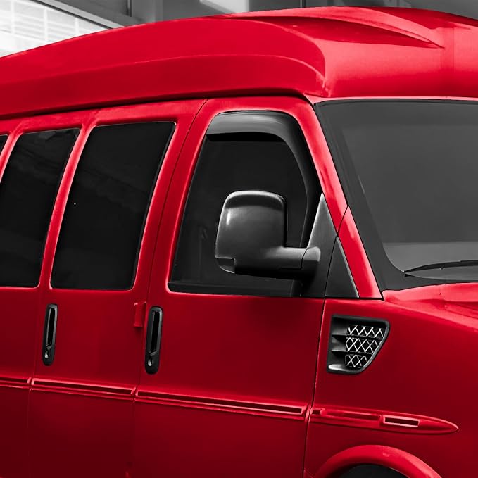Voron Glass in-Channel Extra Durable Rain Guards for Chevrolet Express Van 2500/3500 1996-2025, Window Deflectors, Vent Window Visors, 2 Pieces - 200280
