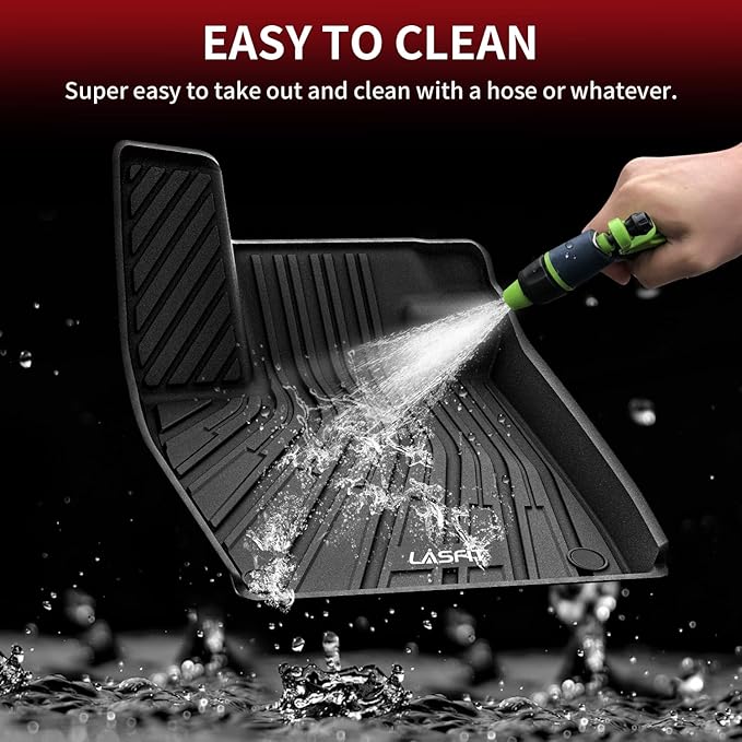LASFIT Floor Mats Fit for Volkswagen ID.4 2025 2024 2023 2022 2021, Custom Fit TPE All Weather Waterproof Floor Liners 1st & 2nd Row Car Mats, Black