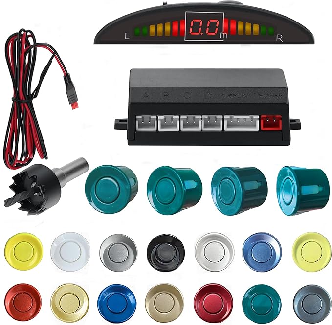 16 Color Options Parking Sensor Kit Backup Sensor Kit Reverse Sensor for Car Sensore de Reversa para Carro Adjustable Alarm Sound Professional Safety System（Green）