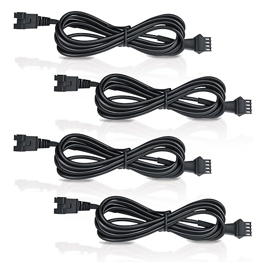 4 Pcs 4 Pin RGB Extension Cable RGB Wire for Motorcycle LED Light Underglow Kit, Compatible with ATV Car Trucks Rock Lights & Neon Strips (60 Inch)