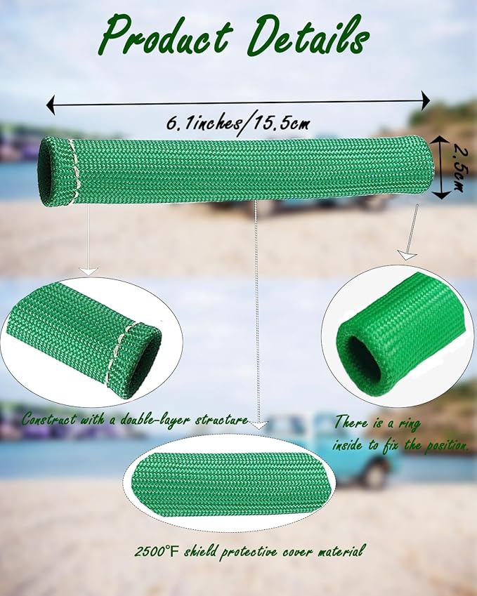 Spark Plug Wire Boots Protector - 8 PCS 2500° Spark Plug Wire Boots Protector, 6 Inches Spark Plug Heat Sleeve Protection Cover Replacement for LS1 / LS2 SBC BBC 350 454 Car Truck, Green