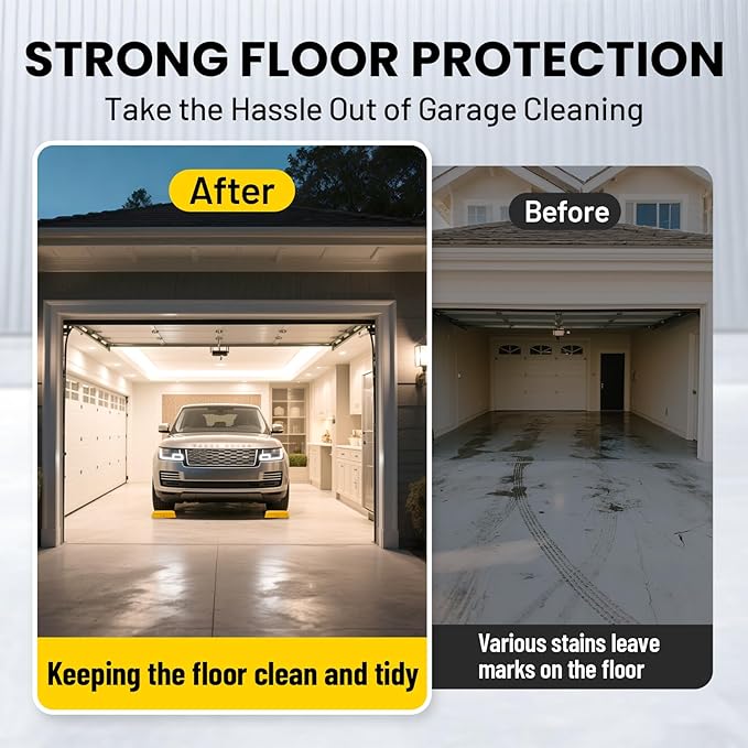 2 Pack Parking Mats for Garage Floors, 21.6" x 11" x 1.9" Heavy Duty Garage Car Parking Mat with High Visibility, Wheel Stops for Car Truck Indoor Outdoor, Yellow