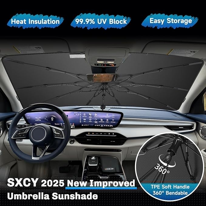 SXCY for 2025 Buick Enclave Windshield Umbrella Sunshade [Easier Foldable] for 2025 Buick Enclave Accessories 2025 Enclave Sunshade Umbrella 2025 Enclave Windshield Umbrella Sun Shade