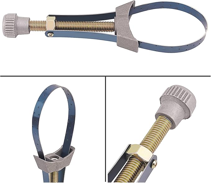 Road Passion 1PC Car Auto Motorcycle Oil Filter Tool Strap Wrench Diameter Adjustable 60mm To 120mm Universal Removal Tools Suction Tweezers Replacement Tips Strap Wrench