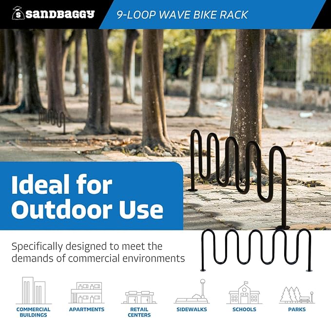 Sandbaggy Commercial Bike Racks - Galvanized Steel - Anti-Theft Design - In Ground, Apartments, Sidewalks, Industrial