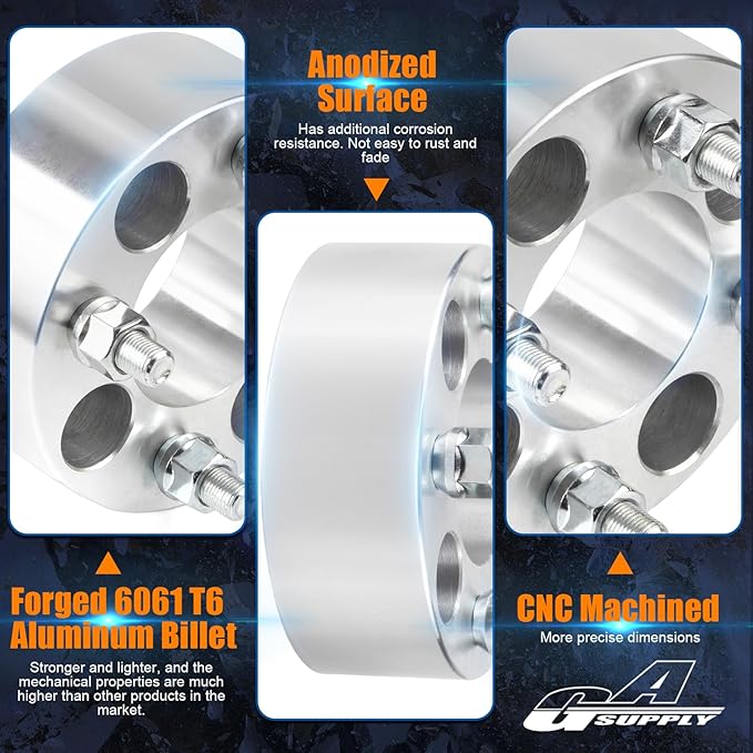 GAsupply 2” 4x4(4X101.6mm) Wheel Spacers Fits for EZ GO EZGO Club Car Golf Carts & ATV, 4x100 to 4x100 Forged ATV Wheel Spacer, 68mm Hub Bore, 1/2"-20 Thread Pitch, 4 Pack (2”, Chrome)