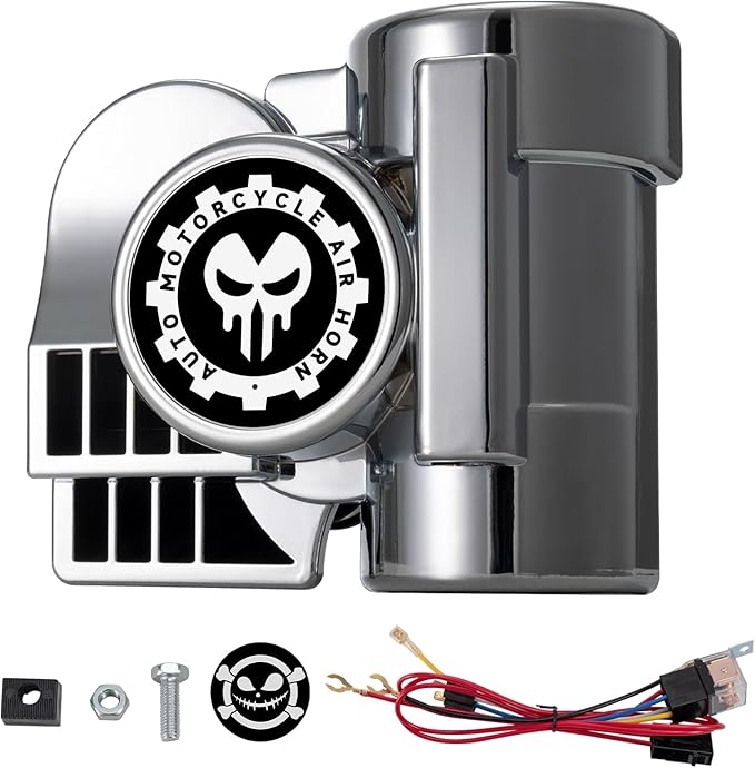 12V Snail Air Horn Train Horn for Motorcycle,Super Loud Air Horn Kit with Truck and Car, Motorbike Compatible - 150DB Train Sound for Boats & Pickups
