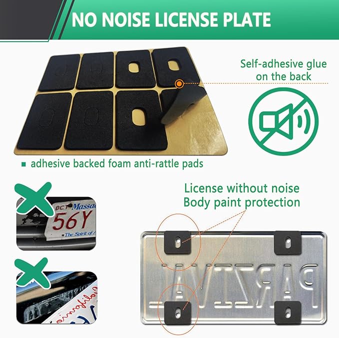 Black American Flag License Plate Frame- Front Rear Patriotic USA ‌Car Tag Frames, 2 Pack 4 Hole Subdued 3D Embossed Stars and Stripes Plastic Holder with Mounting Hardware Kit