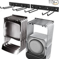 Garage Tool Organizer Wall Mount, 2Pack Folding Chair Storage Rack, Heavy Duty Garden Tool Holder for Hanging Shovel Rake Broom Ladder