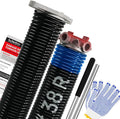 Pair of 1.75" Garage Door Torsion Springs Set with Non-Slip Winding Bars&Gloves, High Precision Electrophoresis Oil-Free Black Coated for Replacement, MIN 16,000 Cycles (0.262 x 1.75"x 38")