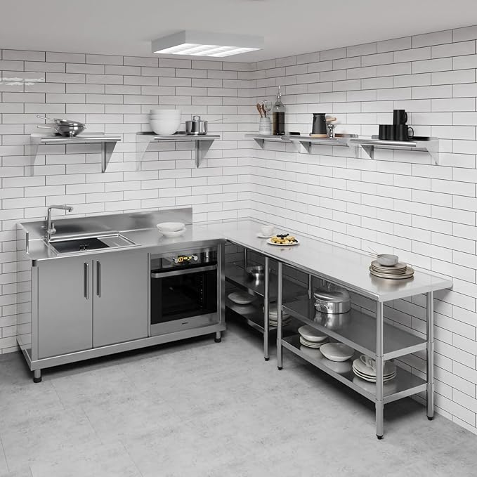 AmGood 24" Long X 8" Deep Stainless Steel Wall Shelf | NSF Certified | Appliance & Equipment Metal Shelving | Kitchen, Restaurant, Garage, Laundry, Utility Room