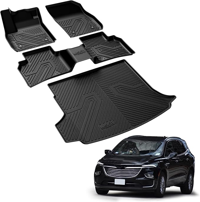 LASFIT Floor Mats & Cargo Mat for Buick Envision 2021-2026, TPE All Weather Protection Custom Fit 1st & 2nd Row Rubber Car Liners for Envision Automotive Accessories, Black, Easy to Clean