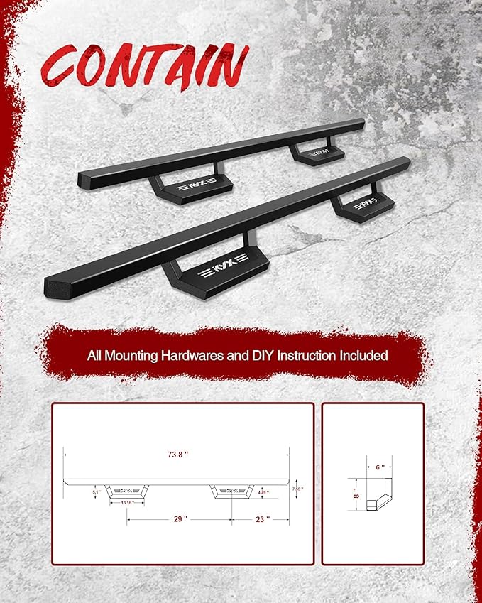 KYX Running Boards & Steps Nerf Bars Fit for 2015-2025 Chevy Colorado/Canyon Crew Cab, 5 inch Car Door Side Steps Nerf Bars Truck Boards Step Rails
