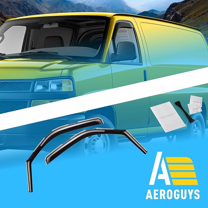 Extra Durable Window Deflectors in-Channel Visors Rain Guards Fit for Chevrolet (Chevy) Express Van 1996-2025, Sun Visors, Wind Vent for Shades, Exterior Car Accessories - 2pcs. AG0420