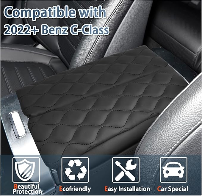 Ruiya C300/C300 4MATIC/AMG C43/AMG C63 Armrest Cover,for C300 Mercedes Benz Accessories Center Soft Comfy Console Lid Cover Compatible with 2022 2023 2024 2025 Mercedes Benz C-Class W206