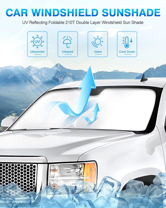 KUST Windshield Sun Shade for Nissan Titan 2020-2023 2024 Window Shade Sun Visor Cover Foldable Blocks UV Rays Keep Your Car Cooler