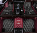 Custom All-Weather Protection Leather Car Floor Mats for Cars Sedan SUV Sports Car Waterproof Floor Mat (Black+Wine red)