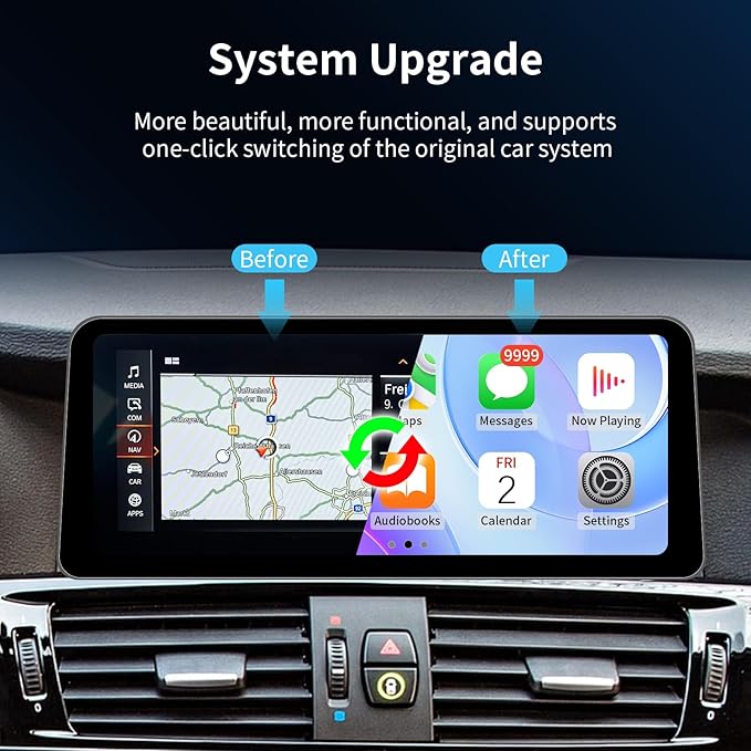 Wireless CarPlay/Android Auto 12.3 Inch Touchscreen for BMW 5 Series F10/F11 (2012-2016) with NBT System, Car Radio Receiver, Multimedia, Bluetooth, Car Stereo