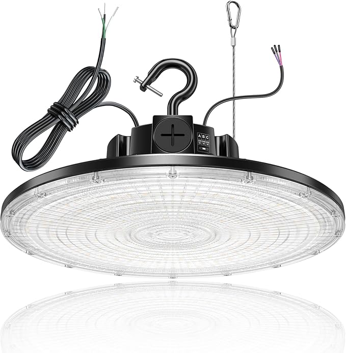 480V LED High Bay Light 300W 240W 200W Adjustable UFO Light 42000LM ETL DLC Listed Dimmable High Bay LED Shop Lights 5000K Daylight IP65 Waterproof Commercial Bay Lighting for Warehouse Factory