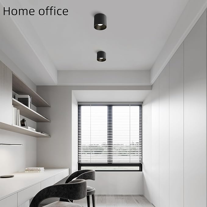 Modern Ceiling Light Fixture, Dimmable Flush Mount 4.72'' Black Cylinder Ceiling Light for Living Room, Hallway, Foyer, Dining Room - 3000K, 15W, CRI 90, 2 Pack