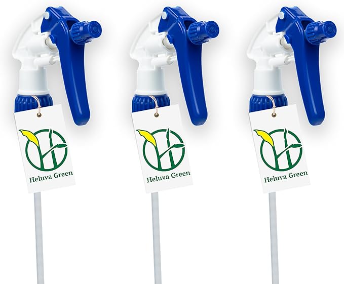 Spray Bottle Nozzle Replacement, Bottle Tops Only - Sprayer Nozzle Triggers for Heavy Duty, Commercial, Home Cleaning Solutions - Fits 8,16,24,32 oz Plastic & Glass Bottles, Blue 3 Pack