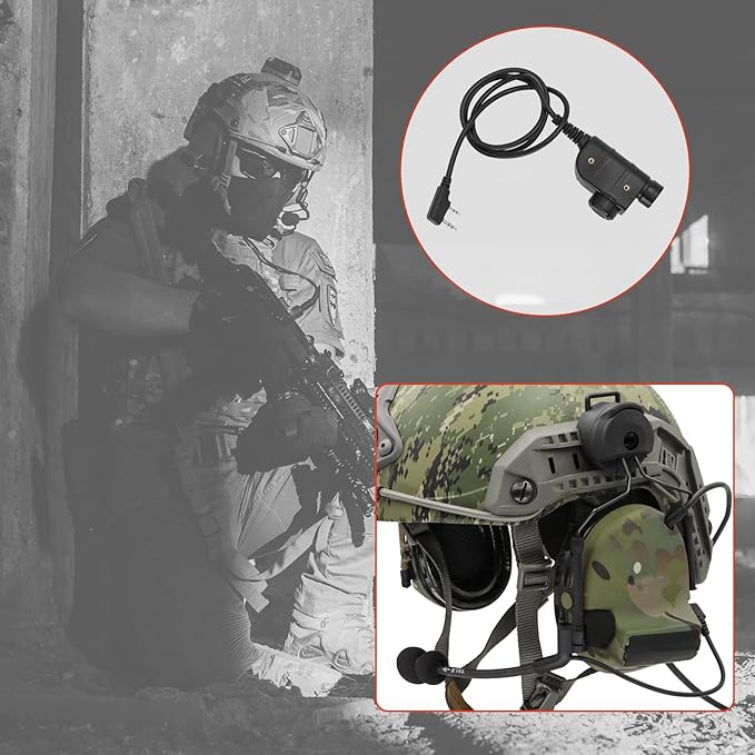 COMTA 2 Helmet-Type Tactical Headset with U94 PTT 2pin，Noise Canceling Headphones，for Airsoft Hunting Shooting