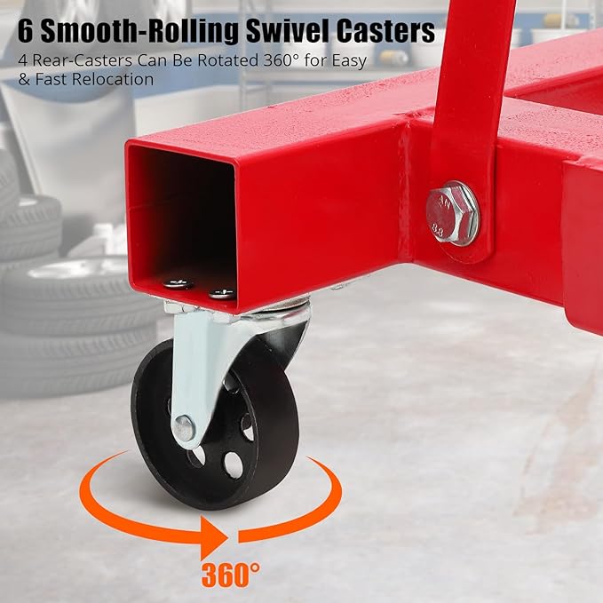 Engine Hoist 2 Ton,Cherry Picker Engine Hoist,Folding Hydraulic Tilting Engine Lift with 360 Degree Swivel Wheels for Ports, Warehouses, Garage, Factory
