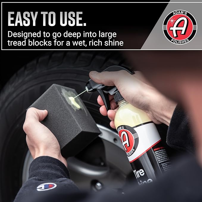 Adam's Polishes Tire Shine Combo - Spray Tire Dressing W/ SiO2 For Non Greasy Car Detailing | Use W/Tire Applicator After Tire Cleaner & Wheel Cleaner | Gives A Ceramic Coating Car Wax