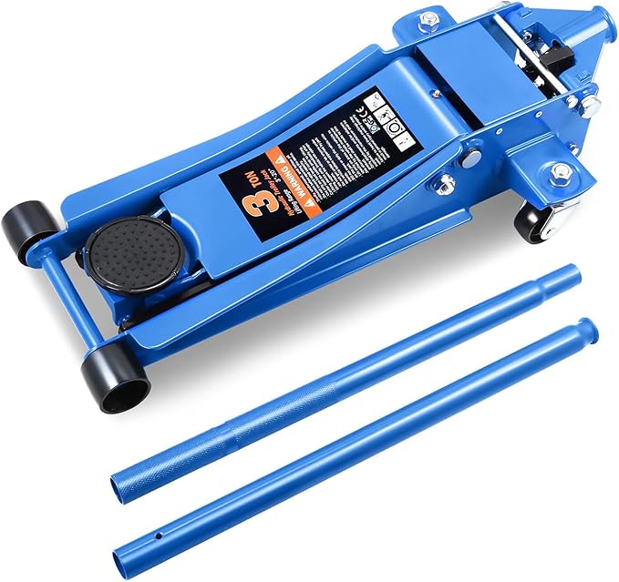 DNA MOTORING Low Profile Hydraulic Trolley Service/Floor Jack, 3 Ton (6000 lbs) Capacity, Lifting Range 3"-20", Blue, TOOLS-00475