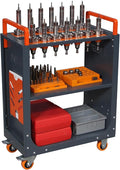 BT50 CNC Tool Holder Transfer Cart, Mobile CNC Tool Storage Cart with Wheels for Factory, Garage