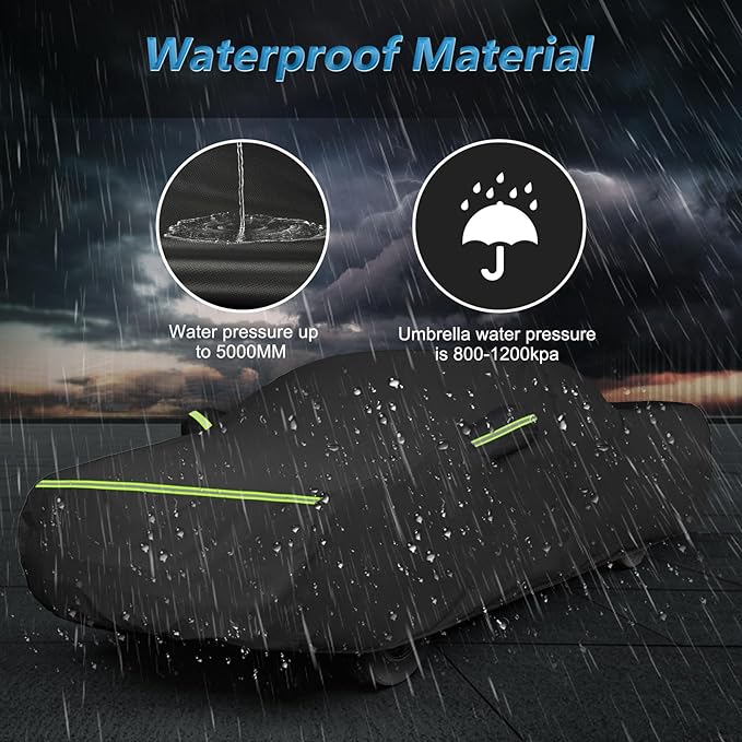 Waterproof Car Covers for Chevrolet El Camino 1964-1967,1978-1987, 420D Oxford Cloth Sun Heat Protection Outdoor Full Covers with Driver Side Zipper Windproof Heavy Duty Weather