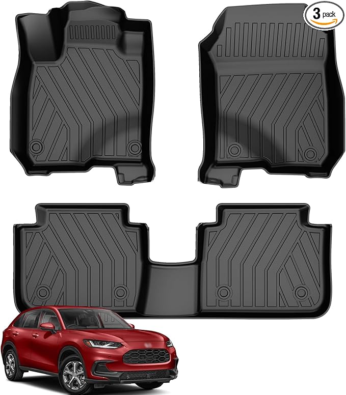 2025 HRV Floor Mats - Original Floor Mats Custom Fit for 2023 2024 2025 2026 Honda HRV & 2025 Acura ADX TPE Rubber Car Mats, All Weather Protection Floor Liners for HR-V Accessories 1st & 2nd Row