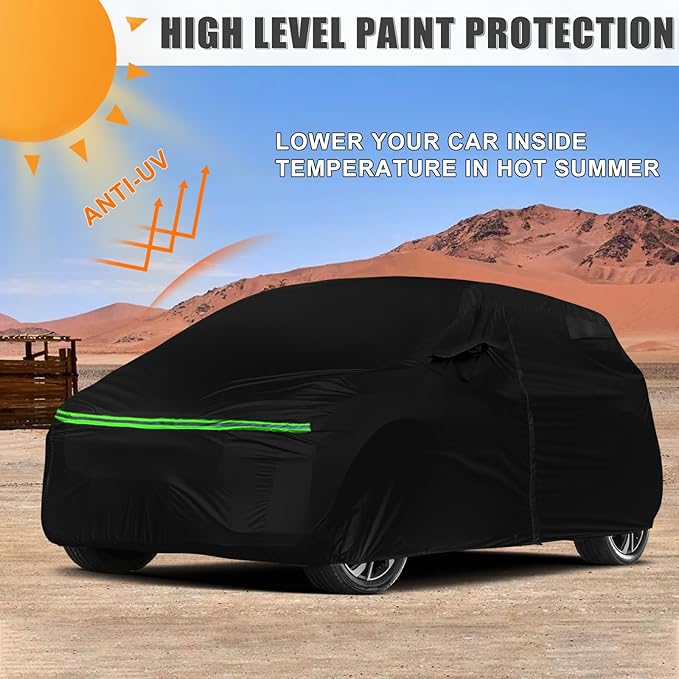 Waterproof Car Cover Compatible with Chevrolet Bolt EV 2017-2025 and 2022-2025 EUV, Polyester with Inner Cotton Liner All Weather Car Covers with Zipper Door for Snow Rain Dust Hail Protection