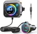 JOYROOM 66W Bluetooth 5.4 Car Adapter Aux with 3 Charging Ports【PD 30W & 2 * 18W】【Air Vent Installation for Safe】 Deep HiFi Bass Player Wireless Radio FM Transmitter for Car with Colorful LED Light