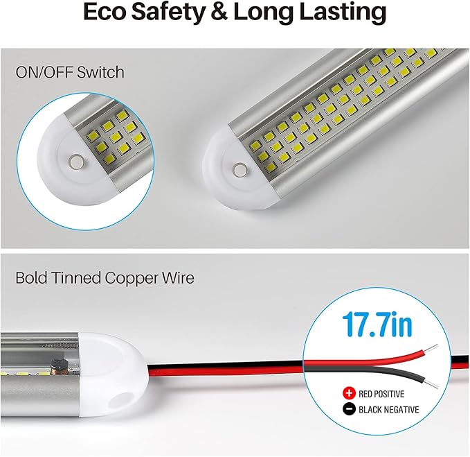 12v LED Interior Light Bar，CT CAPETRONIX 120LEDs 1500LM 8W DC 12 Volt led Strip Lights with ON/Off Switch，for Enclosed Cargo Trailer, Car RV Van Truck Lorry Camper Boat Caravan Motorhome (10Pack)