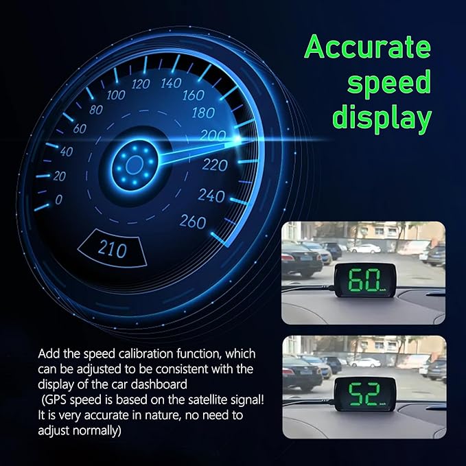 1 PC Speedometer HUD for Cars Trucks Motorcycles USB Plug & Play Digital MPH Speed Meter Head Up Display with Shading Plate Car Charger Adapter