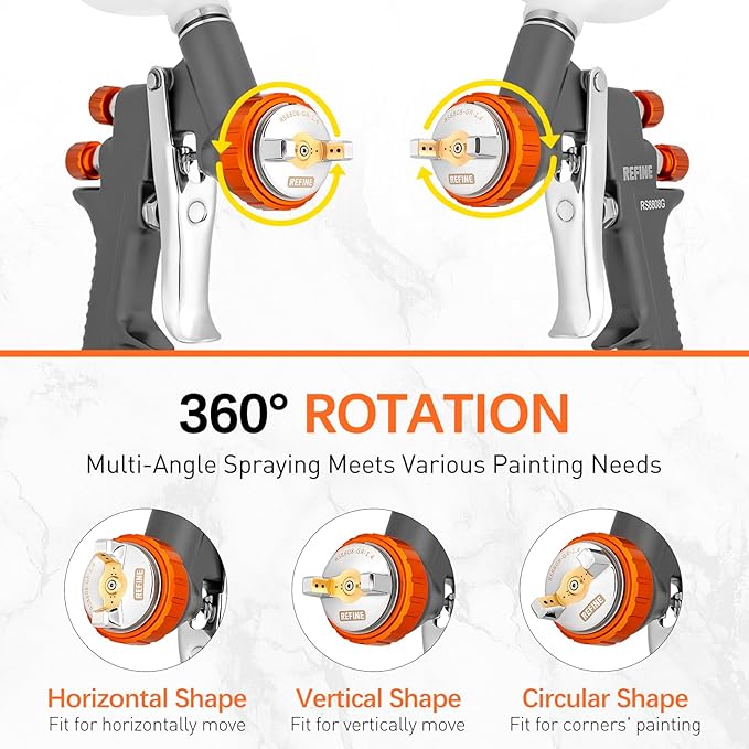 REFINE Air Spray Gun, Auto Paint Gun with 1.4mm Nozzle, Easy to Use Gravity Feed Paint Spray Gun, Professional Auto Body Paint Sprayer for Cars, House, Furniture Painting with Air Pressure Gauge