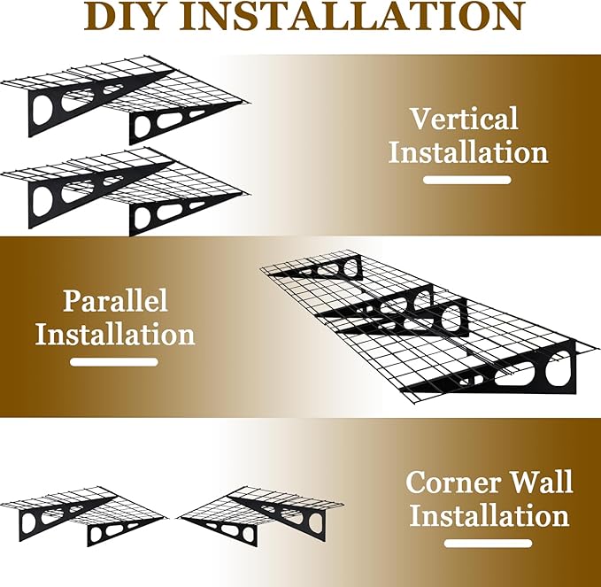 2 Pack 2x6 FT Garage Shelving Wall Mounted, 24x70 inch Floating Shelves, Heavy Duty Storage Rack, Black 440lbs Each Floor Bearing