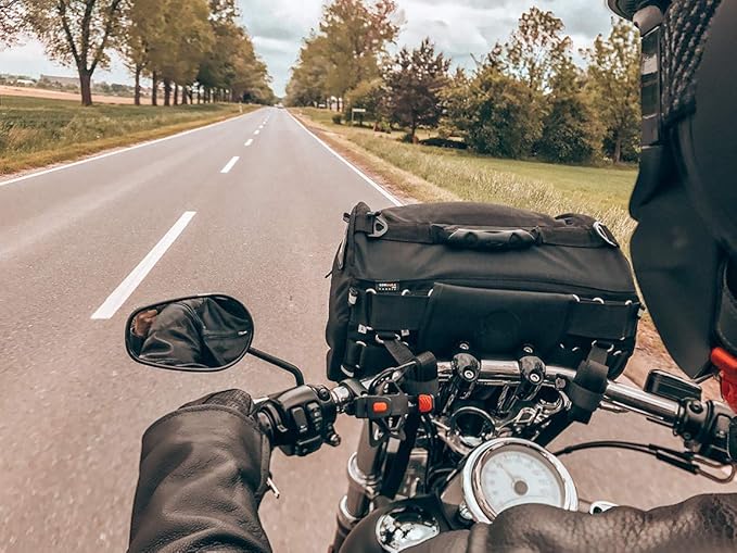 TUBE motorcycle travel luggage, made of waterproof Cordura and Italian leather 6.6 gallons capacity, motorcycle seat/rack/sissy bar bag