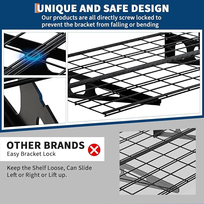 GarveeHome 2 Pack 2x6ft Garage Storage Shelving Wall Mounted, 24-inch-by-72-inch 1600 Lbs Heavy Duty Sturdy Storage Shelves, Wall Shelves Folding Storage Garage Organization for Warehouse, Laundry