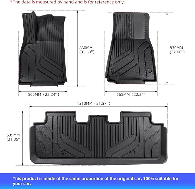 Tesla Model Y Floor Mats for Tesla Model Y 2020-2024,TPE All Weather Custom Fit Floor Liner 1st and 2nd Row Car Liners,Tesla Interior Accessories (Model Y Floor Mats 3PCS)
