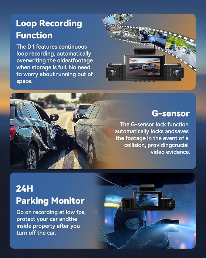 4 Channel Dash Cam 360° View, Front and Rear Inside Left Right, 2K Dash Camera for Cars, Built-in 5G WiFi & APP Control, Night Vision, G-Sensor, 24/7 Recording Parking Mode, with 64GB SD Card