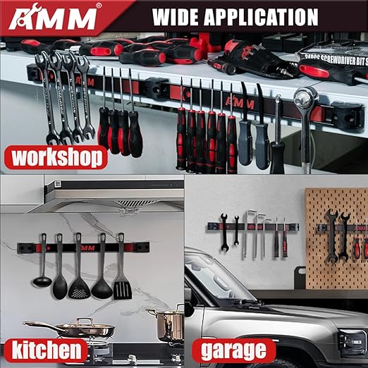 AMM 8PCS Magnetic Tool Holder Strip, 12" Heavy Duty Tool Organizer Magnetic Strip with Mounting Screws, Tool Magnet Bar for Tool Storage, Garage Organization