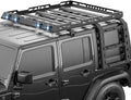 for JK JKU Roof Rack Hard Top Cargo Basket with Ladder & 4 LED Lights Compatible with 2007-2018 Jeep Wrangler JK JKU Unlimited 4 Doors Hardtop, Rooftop Rack Carrier Luggage Storage Holder