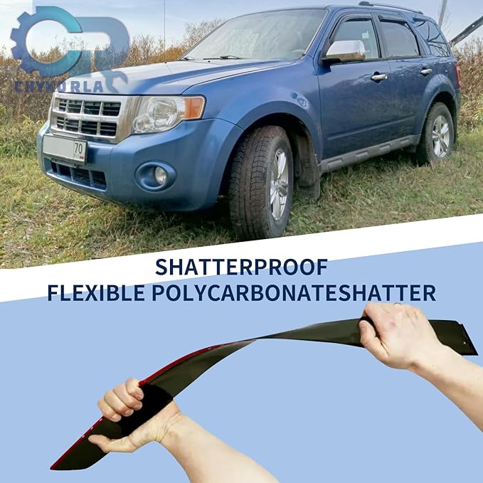 Window Visor Rain Guard Compatible with 2001-2012 Ford Escape, Fit for 2008-2011 Mazda Trubute, Fit for 2005-2011 Mercury Mariner, Tape-On Side Vent Window Deflector