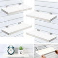 4 Pack Wooden Slatwall Shelf, 16.1" D x 6.7" W x 1.1" H Slatwall Shelves with Metal Hooks Organizer Set Mounted Accessories for Garage Home Workshop Workbench